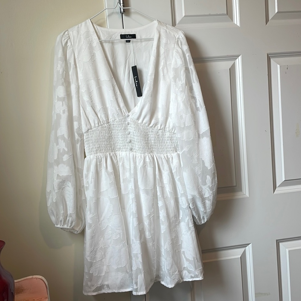 Lulus Tomorrow and Always White Burnout Foral Minidress size L